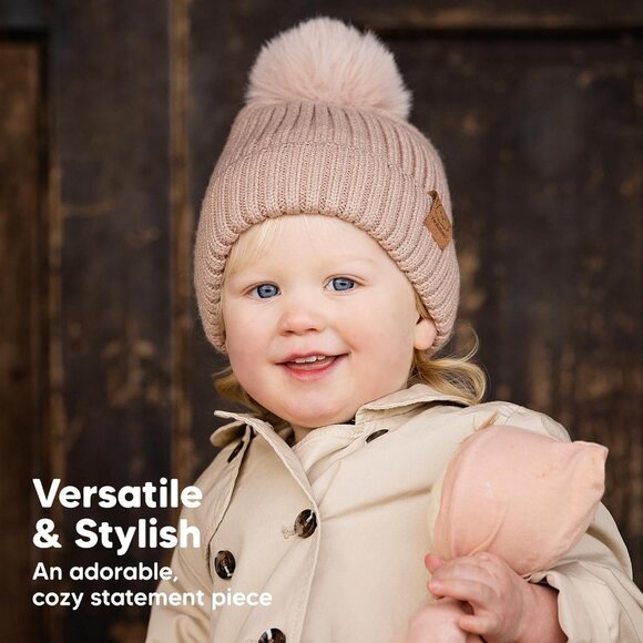 KeaBabies 2-Pack Baby Hats for Fawn Toddler, Boys, Girls 6-36 Months (Fawn, M) - Picture 3 of 9